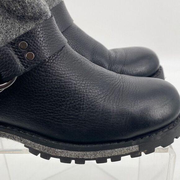 Woolrich Leather Baltimore Harness Wool Booties Double Buckles Lug Sole Grey 6.5 - Picture 6 of 12